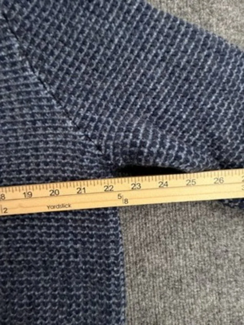Fred Perry Thick Waffle Knit Turtleneck Sweater Large Logo Blue Wool Pullover